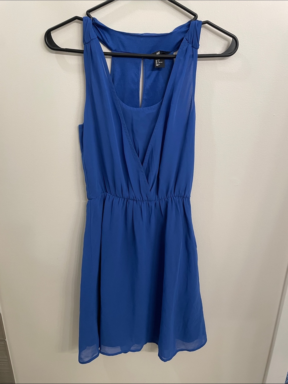 H&M Blue Sleeveless V-Neck Mini Dress
